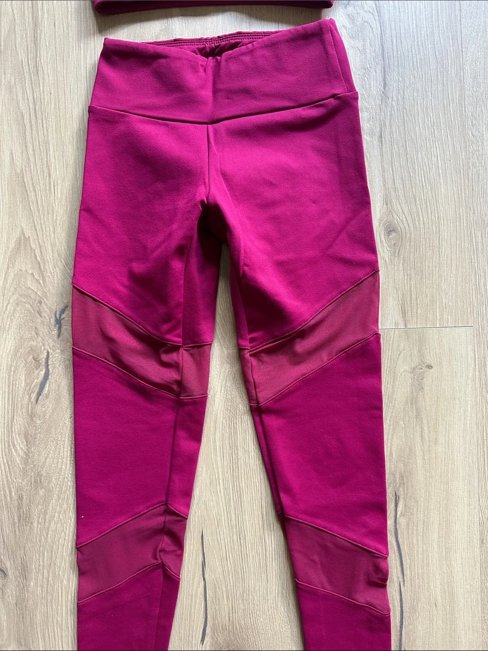 Girls' Bright Fuchsia Dance Set — Crop Top & High-Waist Leggings